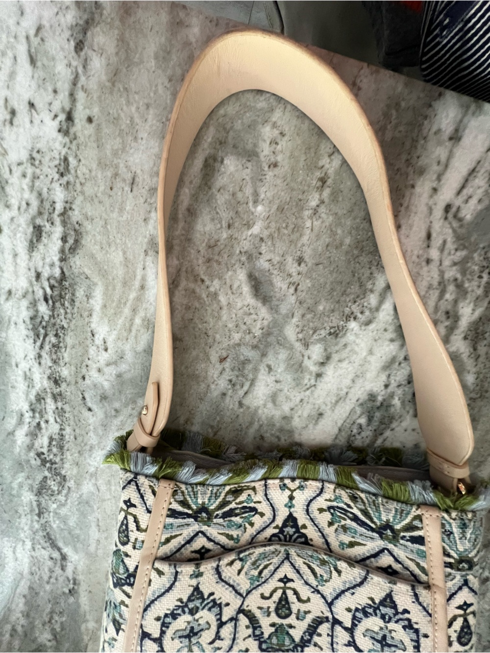 SPARTINA 449 bucket bag, Hamilton rug print purse blue/cream - Picture 11 of 11